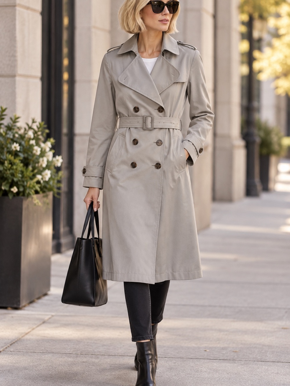 🩵MAKE OFFER🩵 Calvin Klein Double-Breasted Trench Coat Tan Size Medium